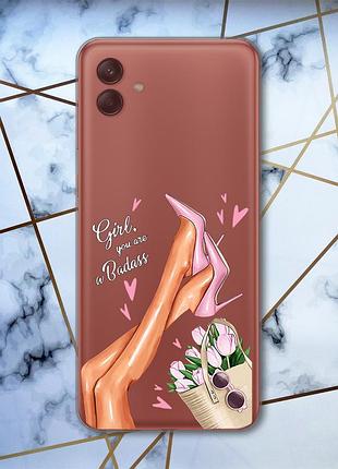 Прозрачный чехол на samsung galaxy a04 ножки (принт 62)