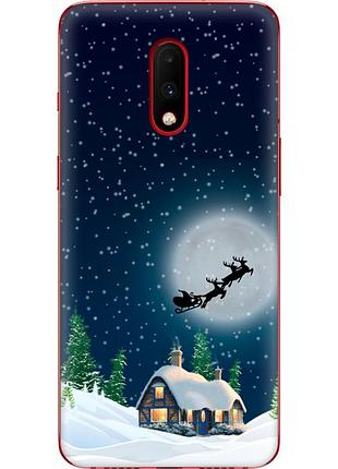 Чехол силиконовый с картинкой на oneplus 7 (новогодний)