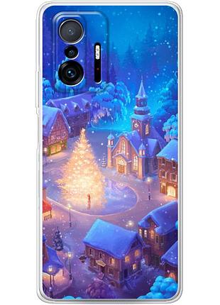 Чехол силиконовый с картинкой на xiaomi 11t (новогодний)