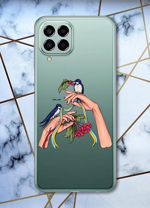 Прозрачный чехол на samsung galaxy m33 5g :: ласточки (патриотический принт 15)