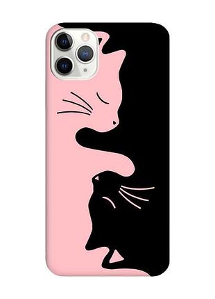Матовый чехол с розовыми боками на iphone 11 pro max (6.5) кошечки (принт 118)