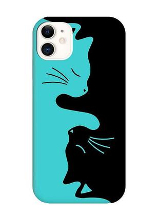 Матовый чехол с бирюзовыми боками на apple iphone 11 (6.1) кошечки (принт 118)