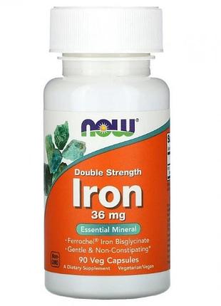 Минералы now foods iron 36 mg double strength - 90 вегетарианских капсул (599187)
