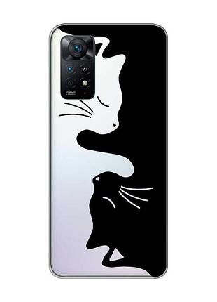 Прозорий чохол на xiaomi redmi note 11 pro котики (принт 118)