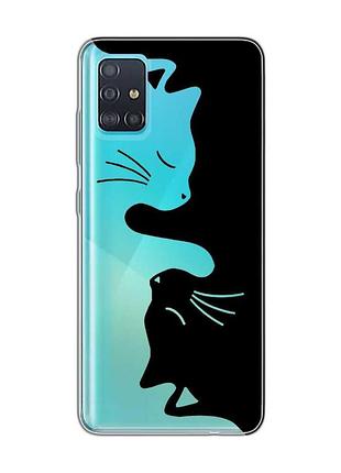Прозрачный чехол на samsung galaxy a51 кошечки (принт 118)
