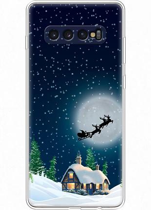 Чехол силиконовый с картинкой на samsung galaxy s10 plus (g975) (новогодний)