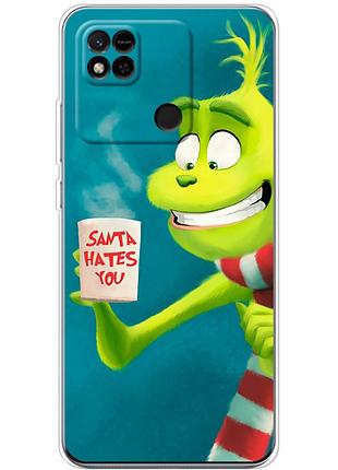 Чехол силиконовый с картинкой на xiaomi redmi 10a (новогодний, гринч)