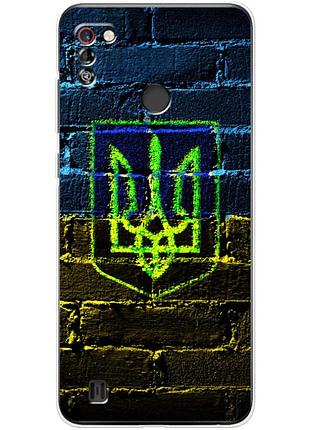 Чехол силиконовый с картинкой на tecno pop 4 pro (патриотический, герб украины)