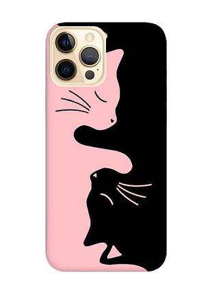 Матовый чехол с розовыми боками на apple iphone 12 pro max кошечки (принт 118)