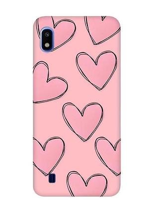 Матовий чохол на samsung galaxy a10 (2019) a105 рожевий сердечка (принт 78)