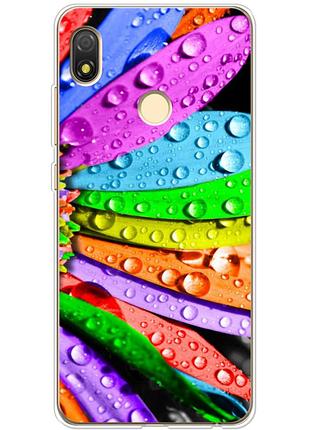 Чехол силиконовый с картинкой на tecno pop 3 (цветные листья)