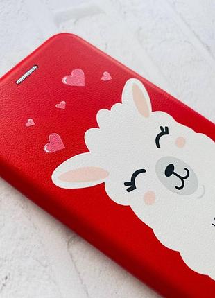 Чохол-книжка з малюнком на xiaomi redmi note 7 / note 7 pro червоний; лама (принт 94) 2