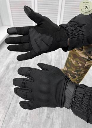Зимние перчатки софтшел black / тактические черные зимние перчатки soft shell (арт. 13140) xxl