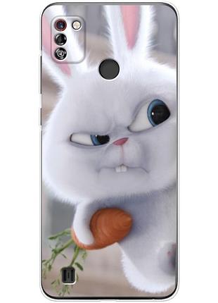 Чохол силіконовий з картинкою на tecno pop 4 pro (кролик сніжок)