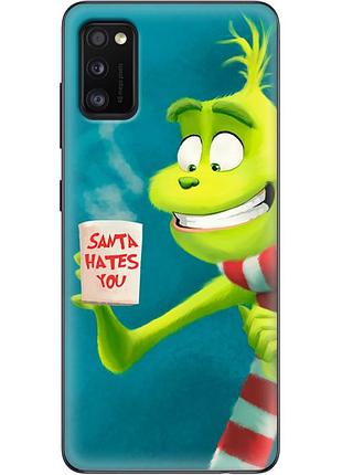 Чехол силиконовый с картинкой на samsung galaxy a41 (a415) (новогодний, гринч)