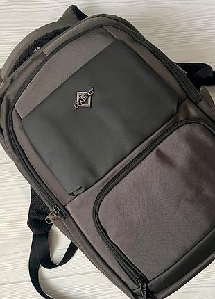 Чоловічий рюкзак міський для ноутбука чорний синій з usb виходом зручний якісний сірий
