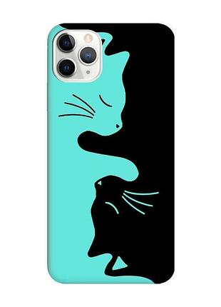 Матовий чохол з бірюзовими боками на iphone 11 pro max (6.5) котики (принт 118)