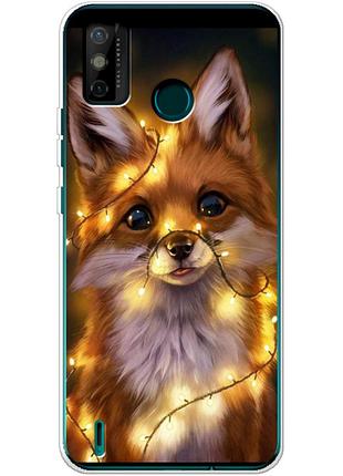 Чохол силіконовий з картинкою на tecno spark 6 go (новорічний, лисичка)