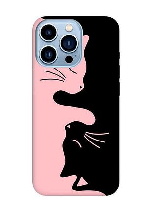Матовий чохол з рожевими боками на apple iphone 13 pro max котики (принт 118)