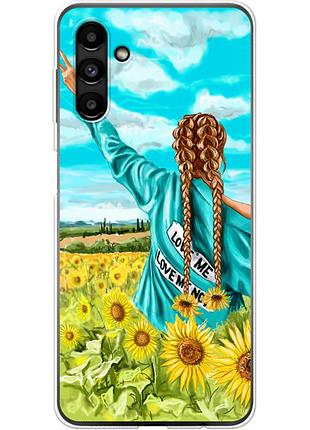 Чехол силиконовый с картинкой на samsung galaxy a13 5g (a136) (патриотический, девушка украинка)