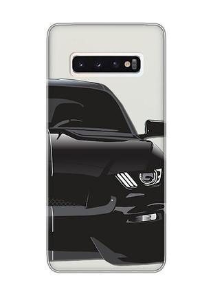Прозрачный чехол на samsung galaxy s10 авто чёрное (принт 232)