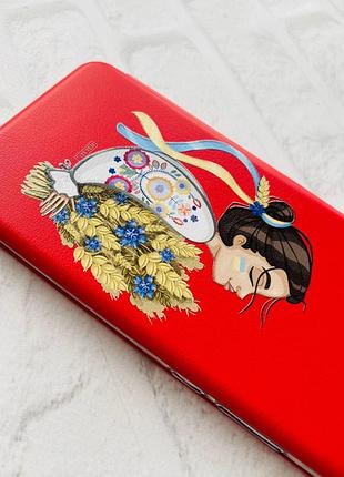 Чохол-книжка з малюнком на xiaomi redmi note 7 / note 7 pro червоний; українка з колосками (принт 172) 2