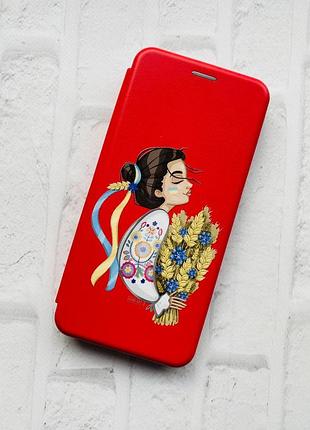 Чохол-книжка з малюнком на xiaomi redmi note 7 / note 7 pro червоний; українка з колосками (принт 172) 3
