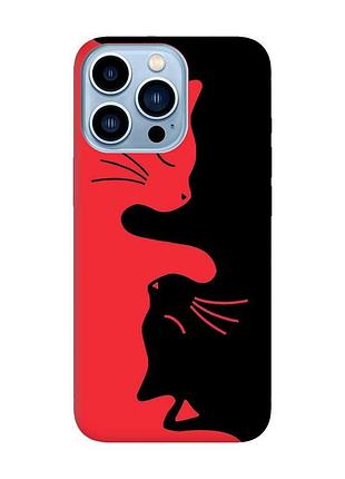 Матовий чохол з червоними боками на apple iphone 13 pro max :: котики (принт 118)