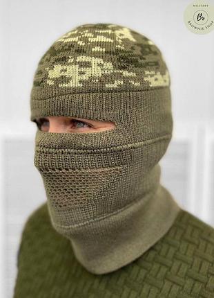 Балаклава трансформер peack pixel / тактическая армейская вязаная балаклава (арт. 13137)