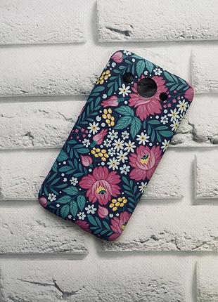 Силиконовый матовый чехол с принтом для huawei y3 2017 розовые цветы и зеленые листья