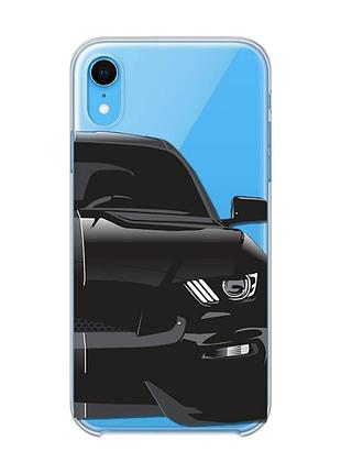 Прозорий чохол на iphone xr авто чорне (принт 232)