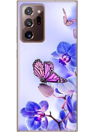 Чохол силіконовий з картинкою на samsung galaxy note 20 ultra (n985) (квітка, метелик на орхідеї)