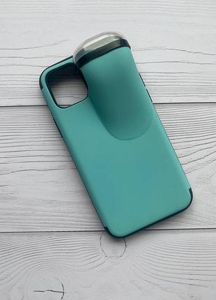 Силіконовий протиударний чохол з відділом для навушників на iphone 11 pro бірюзовий