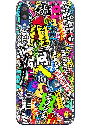 Чехол силиконовый с картинкой на samsung galaxy m10 (m105) (цветные наклейки)