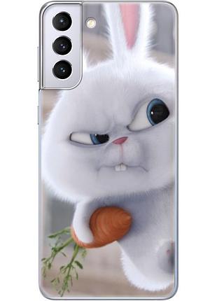 Чехол силиконовый с картинкой на samsung galaxy s21 plus (g996) (кролик снежок)