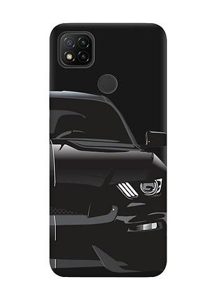 Матовый чехол с черными боками на xiaomi redmi 9c/10a :: авто чёрное (принт 232)