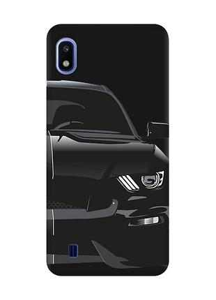 Матовый чехол с черными боками на samsung galaxy a10 (2019) a105 авто чёрное (принт 232)