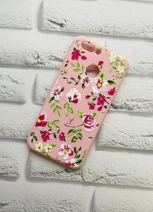 Силиконовый чехол с рисунком и камнями для huawei nova 2 мелкие цветы