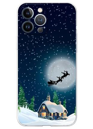 Чехол силиконовый с картинкой на iphone 13 pro max (новогодний)
