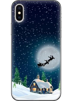 Чехол силиконовый с картинкой на iphone x (новогодний)