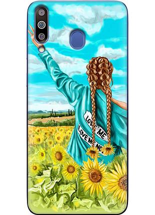 Чехол силиконовый с картинкой на samsung galaxy m30 (m305) (патриотический, девушка украинка)