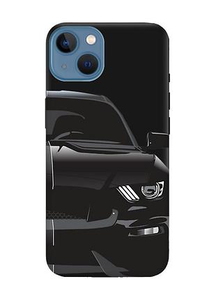 Матовый чехол с черными боками на apple iphone 13 авто чёрное (принт 232)