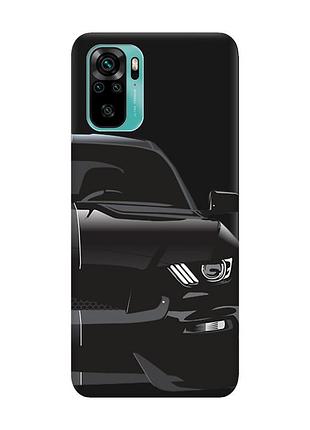 Матовый чехол с черными боками на xiaomi redmi note 10/note 10s :: авто чёрное (принт 232)