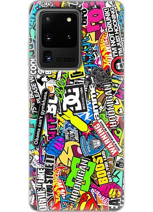 Чехол силиконовый с картинкой на samsung galaxy s20 ultra (g988) (цветные наклейки)