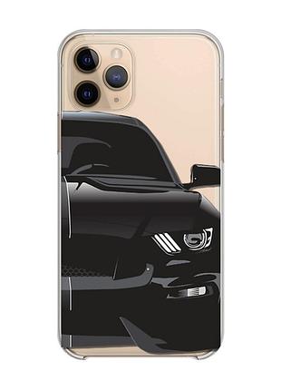 Прозрачный чехол на apple iphone 11 pro (5,8) авто чёрное (принт 232)