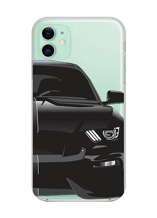 Прозрачный чехол на apple iphone 11 (6,1) авто чёрное (принт 232)