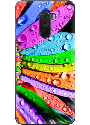 Чехол силиконовый с картинкой на xiaomi pocophone f1 (цветные листья)