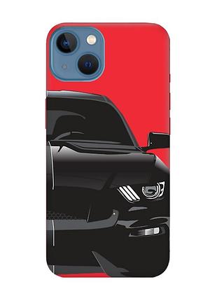 Матовый чехол с красными боками на apple iphone 13 авто чёрное (принт 232)