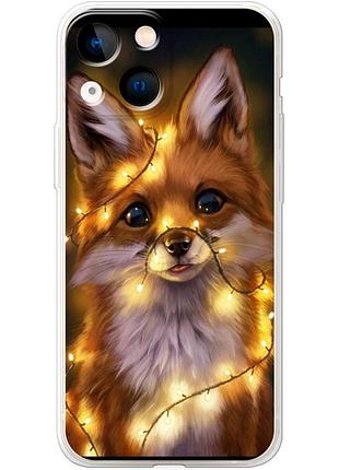 Чехол силиконовый с картинкой на iphone 13 mini (новогодний, лисичка)