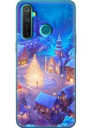 Чехол силиконовый с картинкой на realme 5 pro (новогодний)